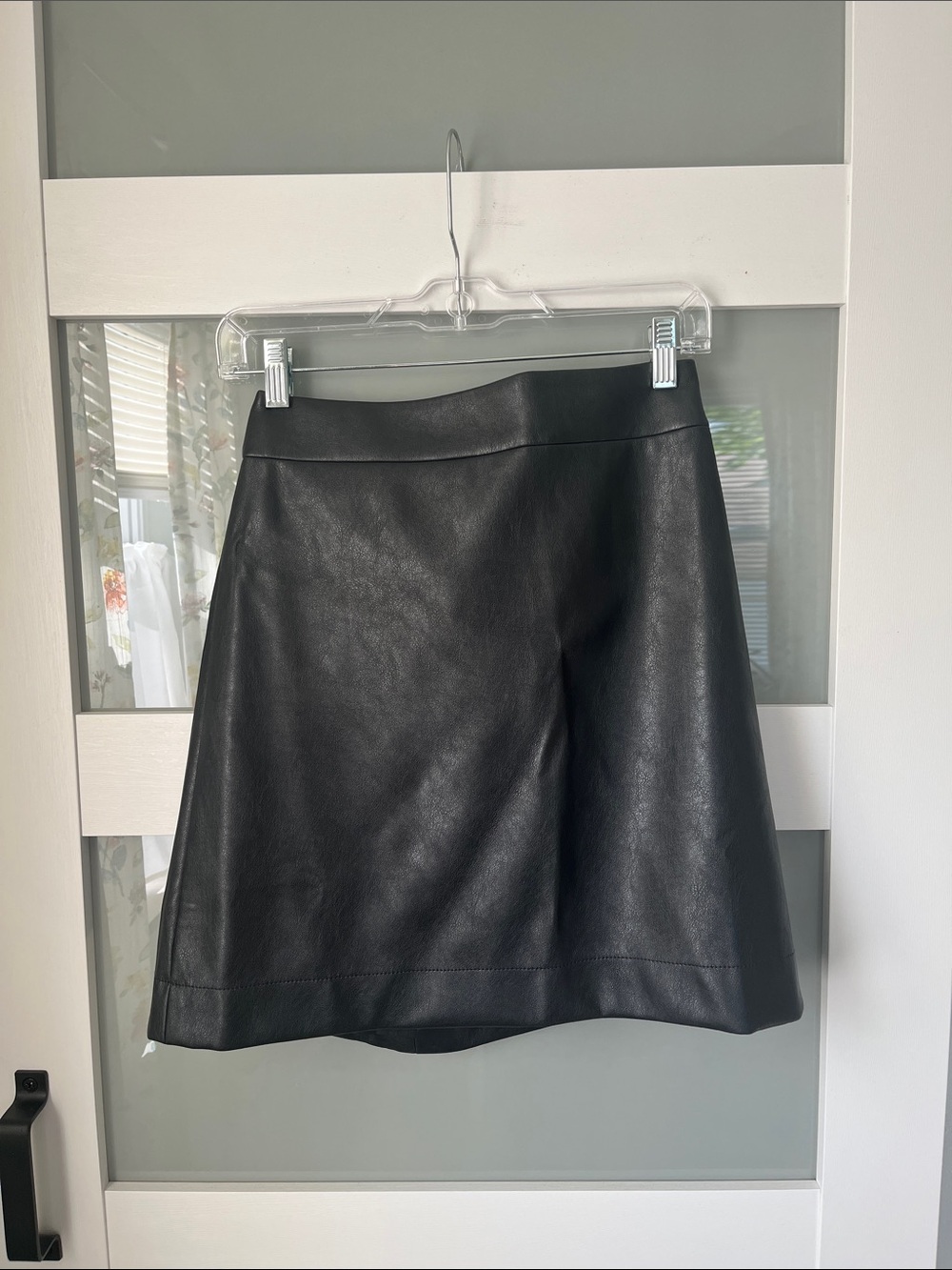 J. Crew Black Faux Leather A-Line Skirt
